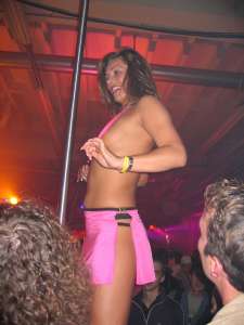 Table dance show with brunette girl on the Extasia in Zurich